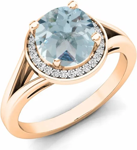 Miniatura 51 de Dazzlingrock Collection Anillo de compromiso redondo de 0.276 in con halo de diamante blanco y vástago dividido para ella en oro macizo de 14