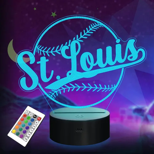 Miniatura 9 de Regalos de béisbol, luz nocturna de béisbol, lámpara de ilusión 3D para regalo de niños con 16 colores cambiantes, control remoto, iluminación