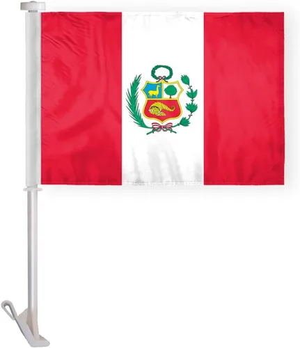 Miniatura 2 de AGAS - Mini Perú de 12 x 18 pulgadas con sello oficial de bandera de nailon pesado, ojales de latón y bordes de doble costura Bandera de Perú de 12