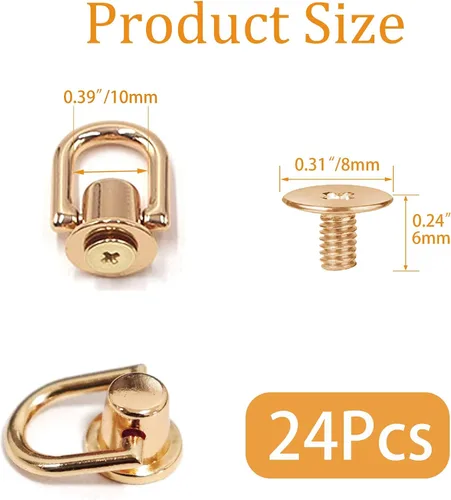 Miniatura 7 de Remaches - Anillo en D, tornillo de bola, botón de cabeza de poste de bola, anillo de metal con perforador de agujero, mochila para manualidades