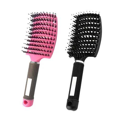 Cepillo para el cabello, paquete de 2 cerdas de jabalí, ventilado, curvado, secado rápido, desenredante, brillo y suave, todo tipo de cabello,