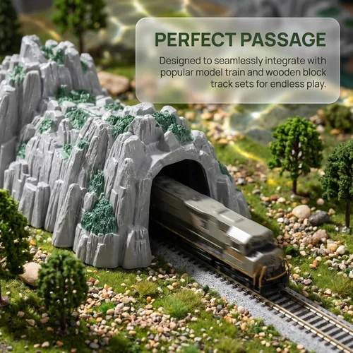 Miniatura 2 de Modelo realista de túnel de tren de montaña para escenarios ferroviarios, accesorios duraderos para pistas de madera, diseños de escala HO