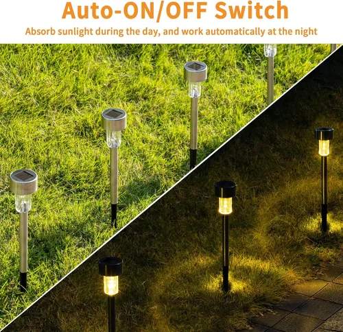 Miniatura 4 de GIGALUMI Luces Solares para Senderos, Acero Inoxidable IP44 Impermeables Encendido/Apagado Automático Luces LED Solares para Exteriores para Jardín