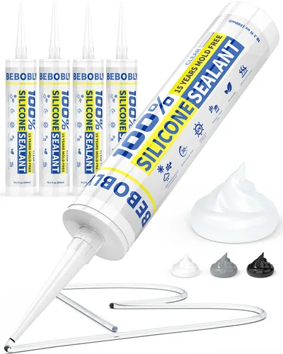 Miniatura 9 de Calafateo y sellador de silicona gris, sellador de silicona 100% impermeable, a prueba de contracción y grietas, calafateo de silicona para cocina