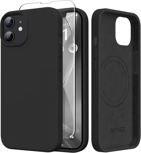 Miniatura 148 de GONEZ Funda de silicona para iPhone 14 Pro Max, compatible con MagSafe, con protector de pantalla + protector de lente de cámara, silicona líquida a