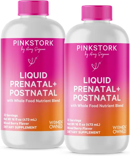 Miniatura 10 de Pink Stork Vitaminas prenatales líquidas: mezcla orgánica de alimentos integrales + folato + hierro + zinc + vitamina C + saúco + biotina, mejor