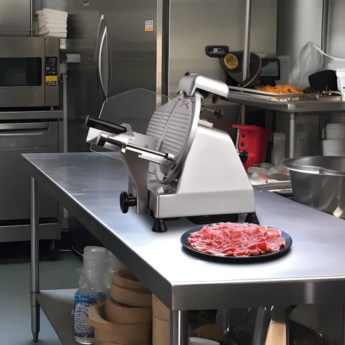 Miniatura 9 de WeChef Cortador de carne comercial de 10 '' 240 W eléctrico Deli Slicer Queso Cortador de alimentos Hoja de acero inoxidable para tienda restaurante