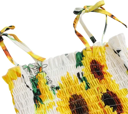 Miniatura 2 de BABAMOON Vestido de verano para niñas pequeñas y niñas, con volantes, vestido de princesa con estampado floral, vestido casual para vacaciones