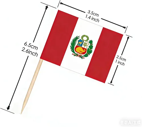 Miniatura 2 de CYPS - 100 mini banderas de Perú, adornos pequeños para cupcakes, selecciones de país peruano para celebraciones y fiestas de cóctel