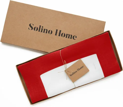 Miniatura 4 de Solino Home Camino de mesa de lino de 36 pulgadas, 100% lino puro, camino de mesa pequeño rojo y blanco, 14 x 36 pulgadas, ideal para tocador y 10