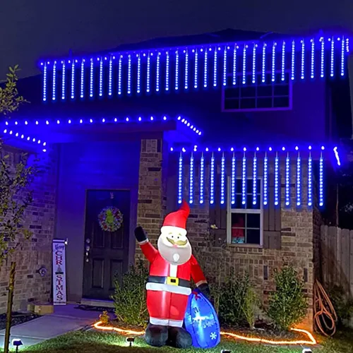 Miniatura 6 de YEGUO Paquete de 2 tiras de luces solares para exteriores, 16 tubos y 288 luces LED de meteoritos para fiestas, árboles, vacaciones, techo, boda