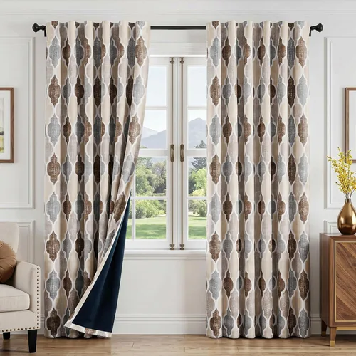 Miniatura 21 de Beauoop Cortinas 100% Opacas de 45 Pulgadas de Largo, 2 Paneles para Dormitorio, Sala de Estar, Gris Aqua Marroquí Geométrico, Oscurecimiento