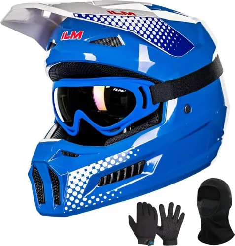 Miniatura 9 de ILM Casco para motocross juvenil, casco ATV para niños, motocross, BMX, motocicleta todoterreno con gafas, guantes, máscara DOT modelo MT601Y