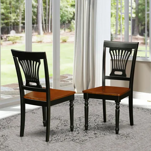 Miniatura 2 de East West Furniture PVC-BLK-W Plainville - Sillas de comedor de madera con respaldo elegante, juego de 2, color negro y cereza