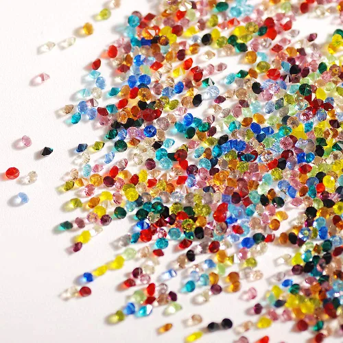 Miniatura 25 de 5000 cuentas de diamantes de imitación de cristal de diamante ultra mini de 0.044 pulgadas con parte trasera plana, cristales iridiscentes, brillo