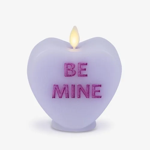 Luminara Candy Heart Be Mine Vela Suave de Lavanda sin Llama con Llama Real - Decoración LED Romántica a Batería - Colección del Día de San Valentín