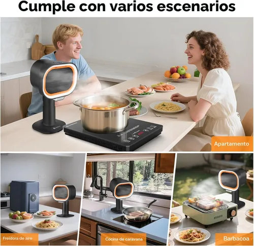 Miniatura 9 de Campana Extractora Portátil - Ventilador de Escape Ajustable de 4 Velocidades con Altura Telescópica e Inclinación de 40°, Bajo Ruido 52dB, Filtro
