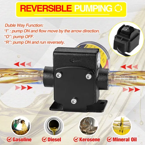 Miniatura 5 de TRUPOW Bomba de transferencia de aceite de combustible de gasolina autocebante de 12V DC con bombeo reversible para gasolina, diesel, queroseno y más