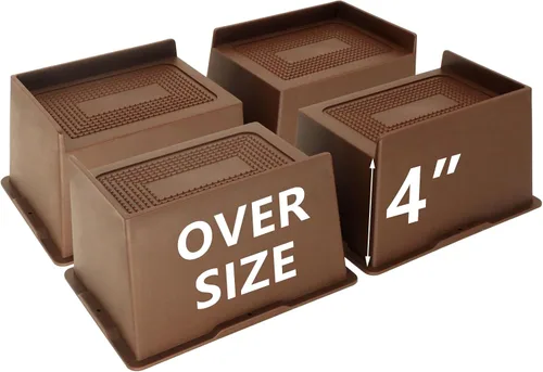 Miniatura 29 de Elevadores de cama de 4 pulgadas, resistentes, elevadores de muebles de gran tamaño, paquete de 4 elevadores de cama extra anchos para mesa, sofá