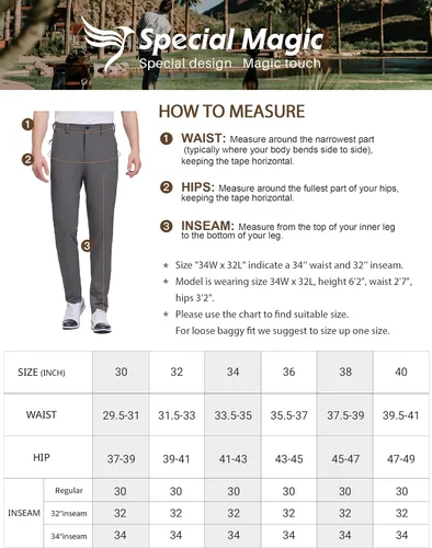 Miniatura 5 de SPECIALMAGIC Pantalones de golf para hombre, elásticos, ajustados, ligeros, con bolsillos con cremallera
