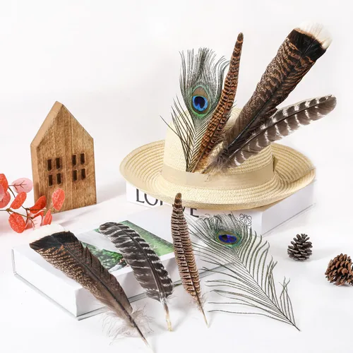 Miniatura 9 de Ballinger 8-12 pulgadas, 4 estilos, 24 plumas de faisán surtidas y 120 plumas de ganso blancas de 6 a 8 pulgadas para manualidades, jarrón