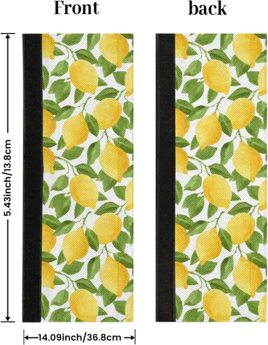 Miniatura 2 de Pardick Juego de 2 cubiertas para manija de puerta de refrigerador, diseño de hoja de limón amarillo lavable, protector decorativo para manija