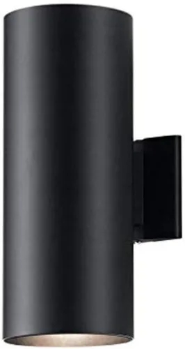 Kichler Cilindros - Aplique de pared cilíndrica para exteriores con 2 luces de 15 pulgadas, color negro, (15 pulgadas de alto x 5.75 pulgadas de
