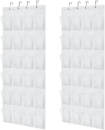 Miniatura 23 de Gorilla Grip - Zapatero para colgar en la puerta, 24 bolsillos de malla para sostener hasta 40 libras, organizador para parte trasera del armario