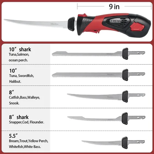 Miniatura 3 de Cuchillo de filete eléctrico inalámbrico, con 5 cuchillas recíprocas antiadherentes recubiertas de nitruro de Ti-Nitruro SS y agujero