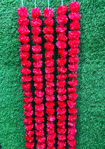 Guirnalda de caléndula de 5 pies de 5 pies | Decoración de manto de fiesta de boda india/americana, guirnalda de boda sintética, decoración Diwali,