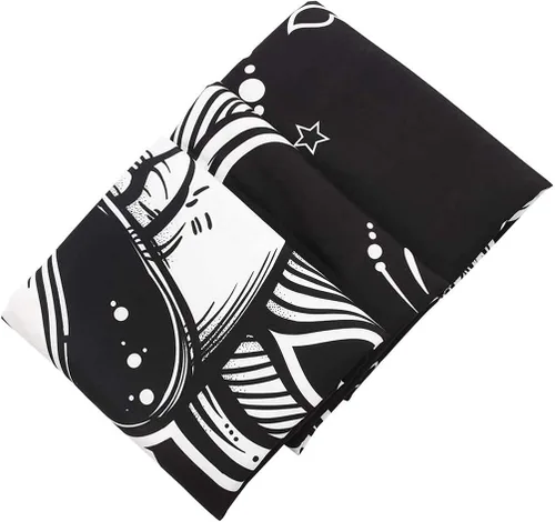 Miniatura 6 de DYRLHZ Tapiz blanco y negro con alas de gato en luna, espeluznante hippie espeluznante monstruo espeluznante tapiz para colgar en la pared