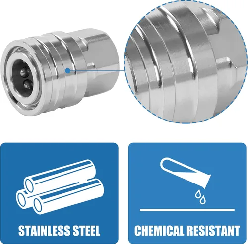 Miniatura 7 de JOEJET Accesorios de conexión rápida para lavadora a presión de 1/4", adaptador de lavadora a presión de acero inoxidable, enchufe de desconexión