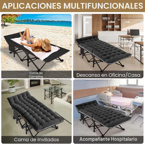 Miniatura 9 de DoCred - Catre plegable de camping extragrande XXL con colchón, 2 paquetes de catre plegable resistente para dormir, cama portátil para adultos