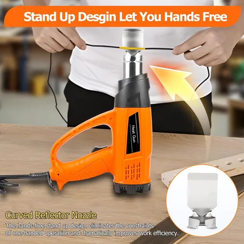 Miniatura 5 de Pistola de calor de 1800 W para bricolaje, artesanos y reparación de productos electrónicos, temperatura variable de 140 °F a 1112 °F, calor rápido