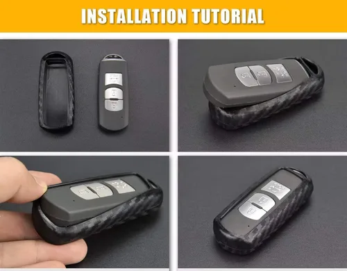 Miniatura 7 de iJDMTOY Funda de silicona suave con acabado de fibra de carbono compatible con Mazda 2 3 5 6 CX-3 CX-5 CX-7 CX-9 MX-5 llavero sin llave