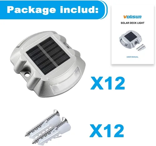 Miniatura 8 de VOLISUN Luces Solares para Terraza y Entrada de Vehículos, Paquete de 8 Luces LED IP67 Impermeables para Exteriores, Luces de Advertencia para Blanco