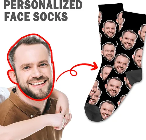 Miniatura 28 de Yofair Calcetines personalizados con foto – Calcetines divertidos personalizados con imagen – Regalos de Navidad personalizados para hombres