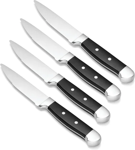 Miniatura 2 de Oneida Crosshatch - Juego de cubiertos – Juego de cuchillos para carne jumbo de 4 piezas