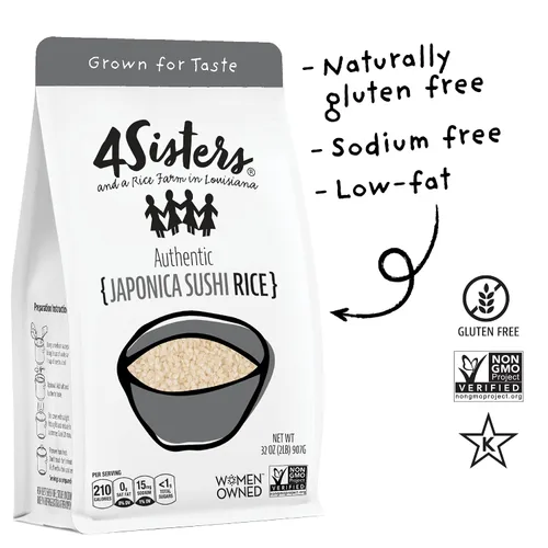 Miniatura 3 de 4Sisters - Auténtico arroz japonés de sushi de grano corto - Cultivado de forma sostenible - Propiedad de mujeres - De la granja a la mesa - 2 libras