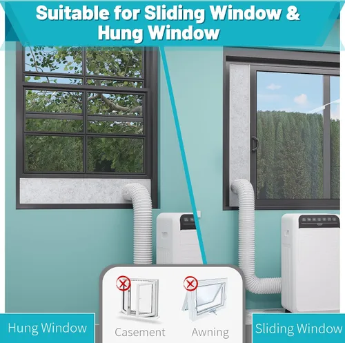 Miniatura 6 de Paneles de espuma aislante de doble capa para aire acondicionado portátil, kit de ventilación de ventana, kit de ventana de ventilación de secadora