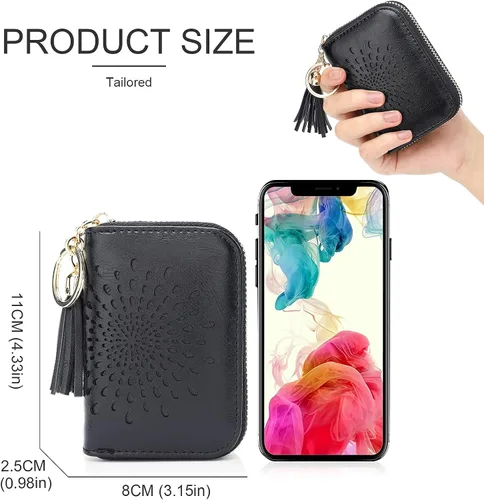 Miniatura 5 de APHISON RFID - Porta tarjeta de crédito con cremallera carteras pequeñas para mujer en cuero estilo girasol para mujer y niña caja de regalo 1927