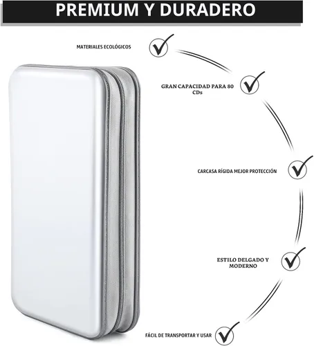 Miniatura 3 de Funda para CD, capacidad 80, con función atril, para almacenamiento de DVD, VCD y Blu-ray (Blanco)