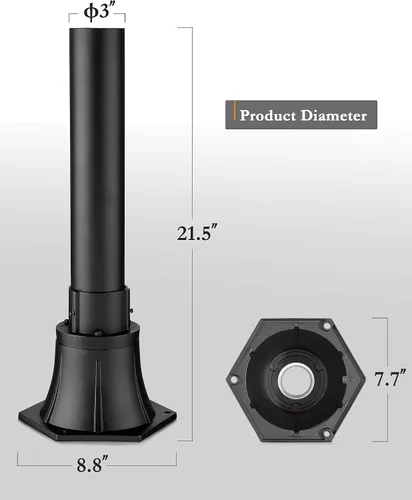 Miniatura 2 de Lámpara de poste al aire libre con base, accesorios de lámpara de poste exterior HWH, poste de montaje de aluminio negro y base para camino