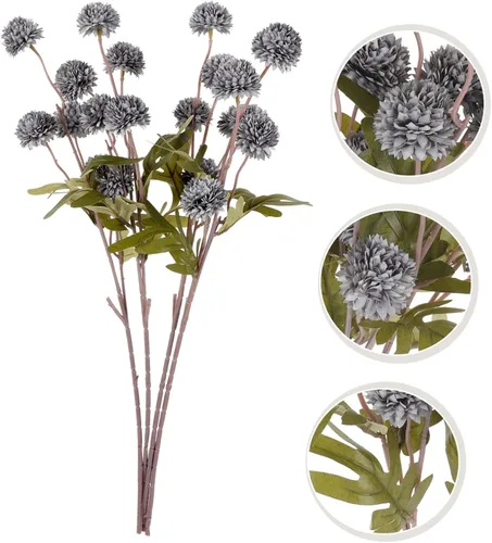 Miniatura 6 de Cabilock 4 piezas de dientes de león artificiales para el hogar, flores de botón artificiales realistas, mini ramo de diente de león simulado