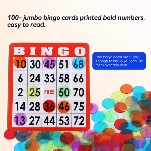 Miniatura 4 de GSE Games & Sports Expert Juego completo de bingo con 50 tarjetas de bingo, 500 fichas, cubierta de tarjetas de llamada, juego divertido de fiesta
