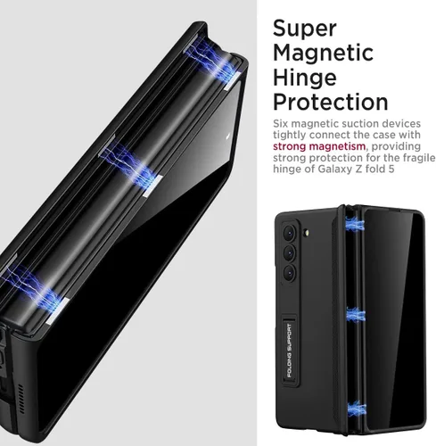 Miniatura 5 de Miimall Funda para Samsung Galaxy Z Fold 5 con protector de pantalla de privacidad, soporte ajustable integrado y protección magnética de bisagra