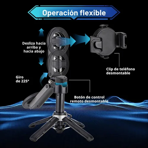 Miniatura 6 de MQOUNY para soporte trípode Magsafe para iPhone, palo selfie portátil de bolsillo con control remoto recargable y anillo de metal, trípode
