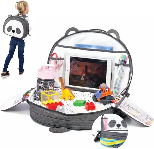 Miniatura 10 de Lulyboo Bandeja y mochila para asiento de automóvil de unicornio para niños pequeños Escritorio de viaje para niños con superficie de escritura