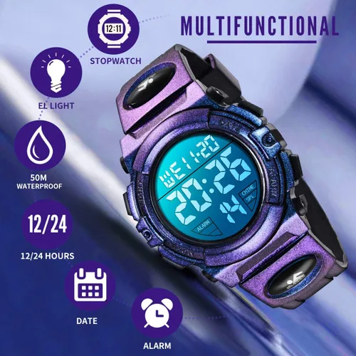 Miniatura 2 de Reloj analógico para niños, reloj para niños de 6 a 15 años, reloj digital para deportes al aire libre, multifuncional con cronógrafo LED 50 M