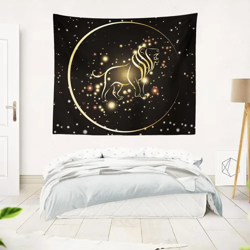 Miniatura 5 de Berkin Arts Tapiz decorativo para colgar en la pared, tela de poliéster de alta calidad, arte espacial, fondo de tela dorada galáctica ornamentada